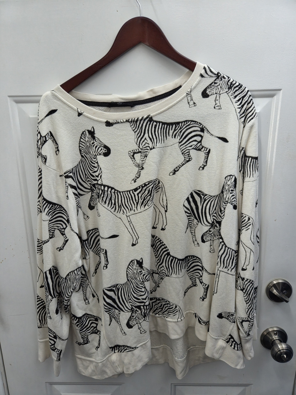 Jane and Delancey Cream and Black Zebra Pullover